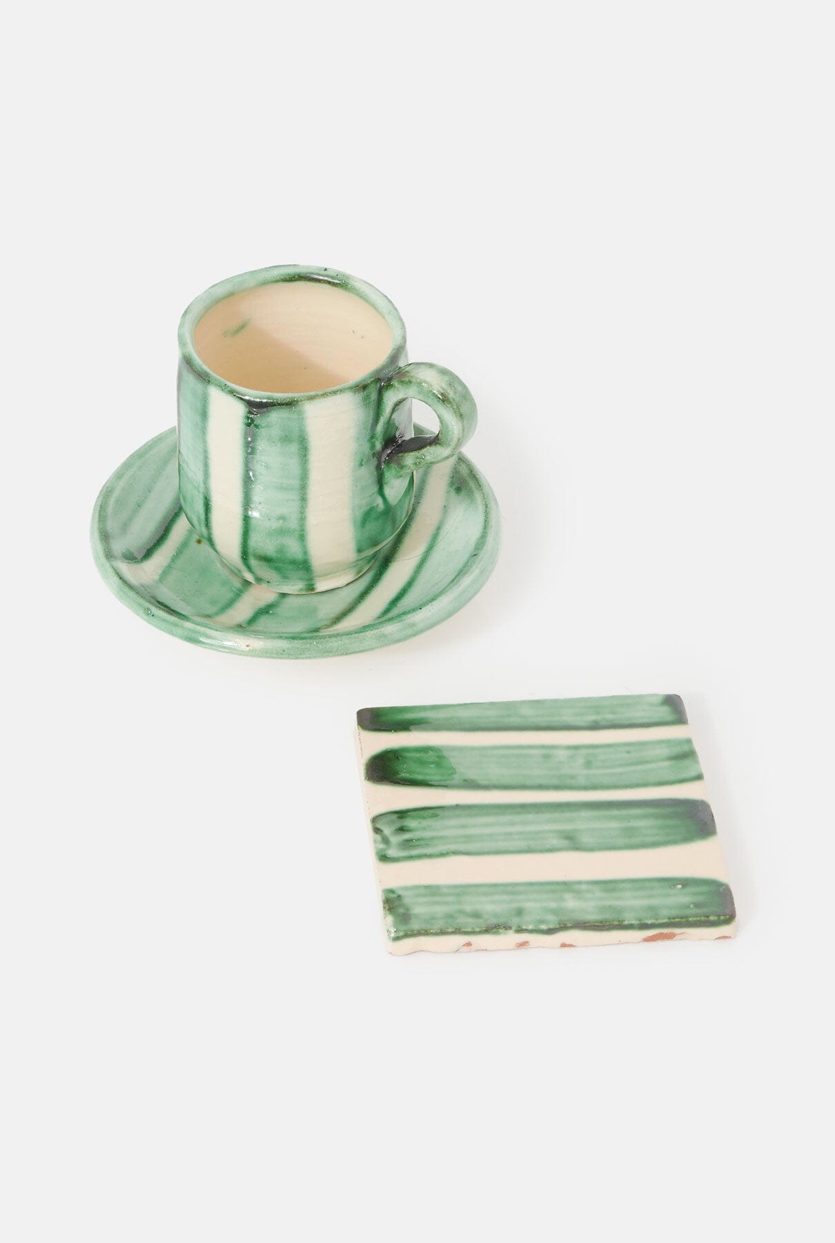 4 posavasos colección rayas verde Tableware Cantabrico Living