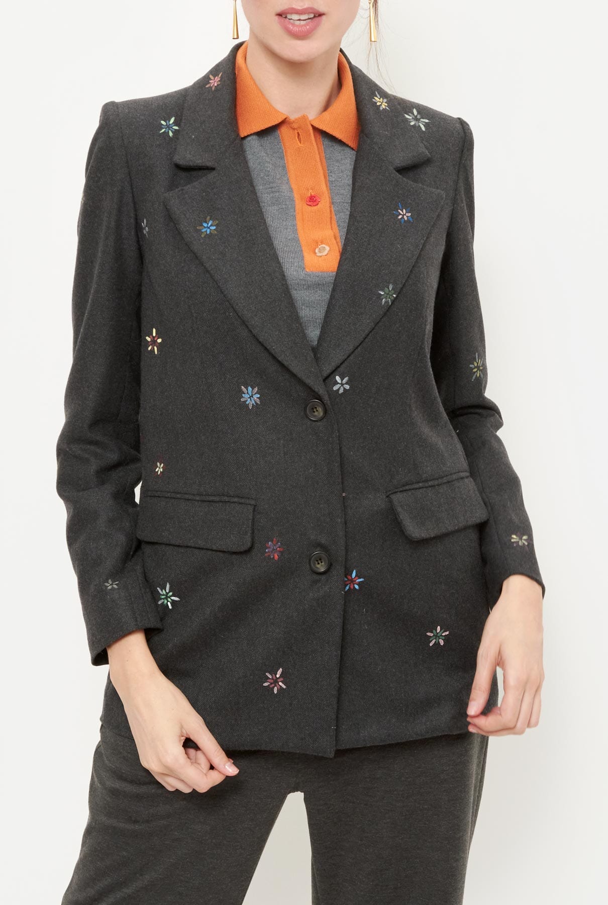 Blazer flores pintada Jackets Luciana Estudio