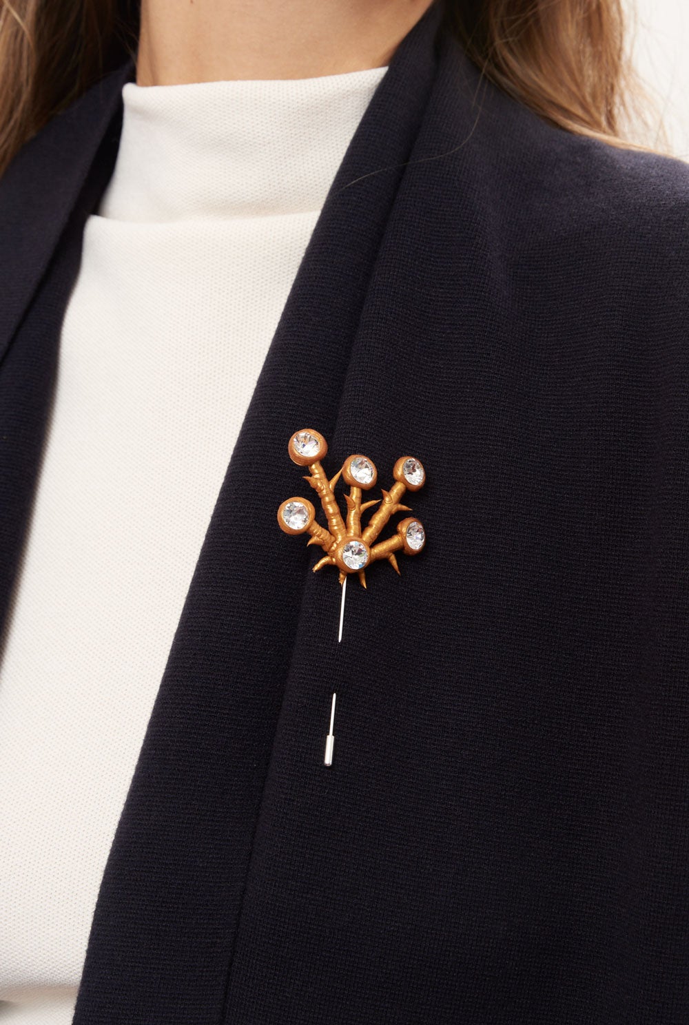 Broche Catalina Neptunia Oro Piedra Blanca Brooch Joaquin Blanco