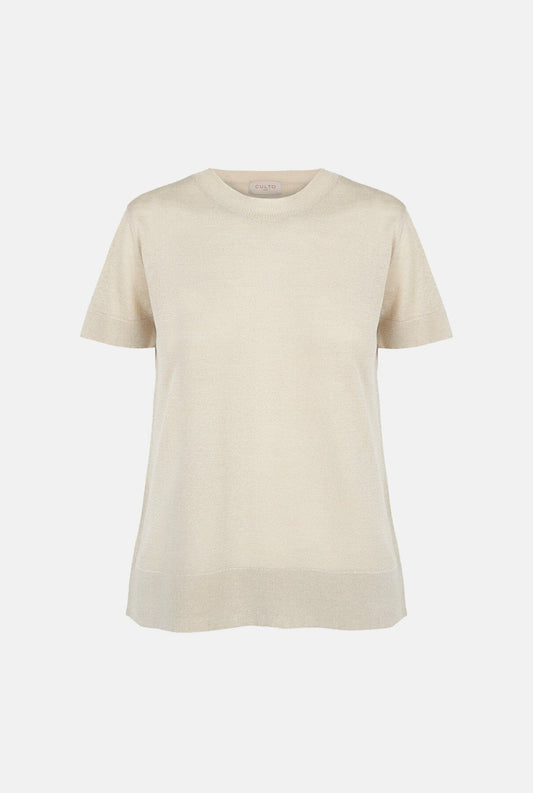 Camiseta de punto lino y seda arena T-Shirts & tops Culto 1105 