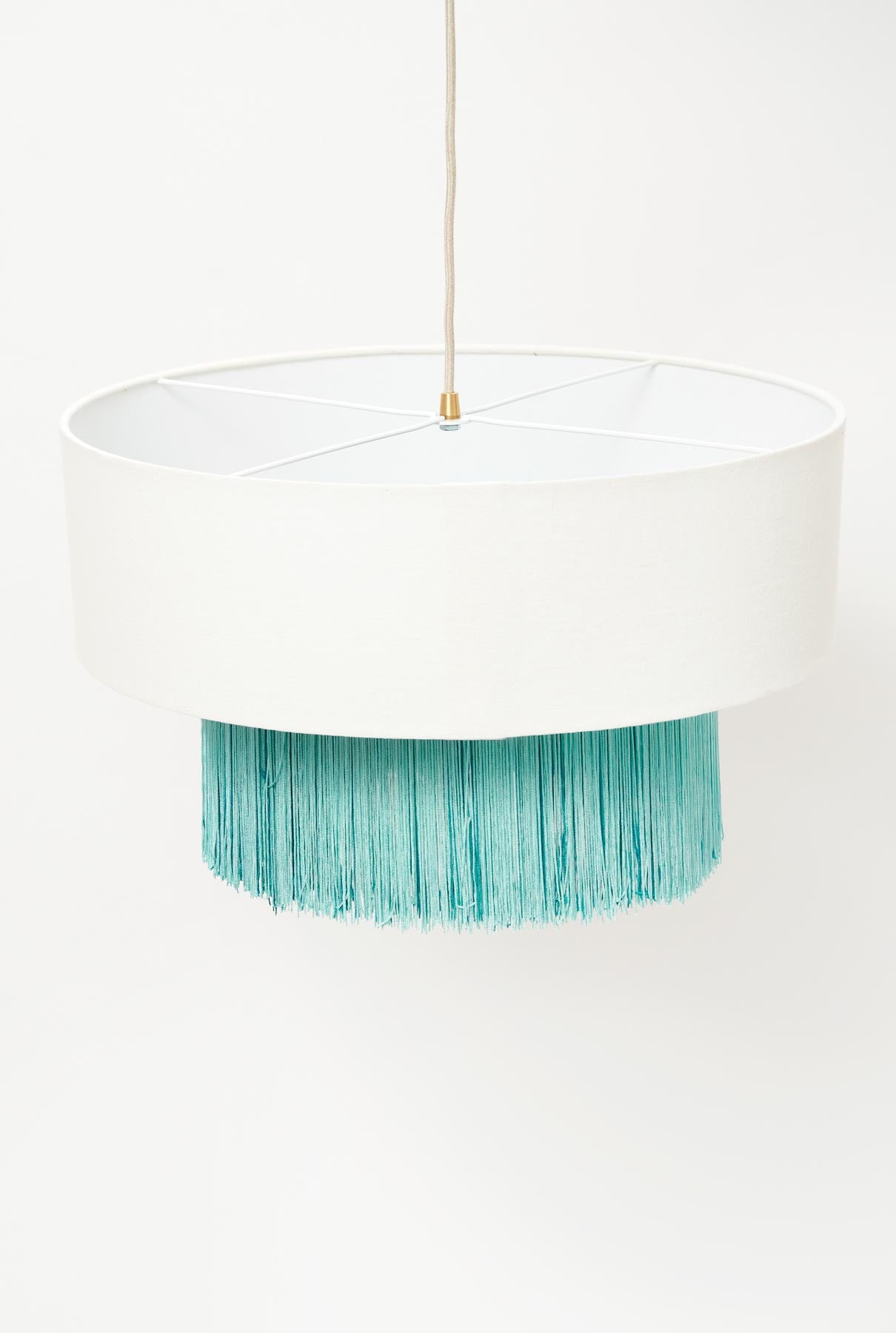 Doble drum lampshade with blue fringes Lighting Otherlamps