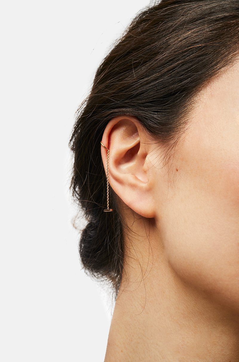 Easy piercing Line Earrings Gold & Roses