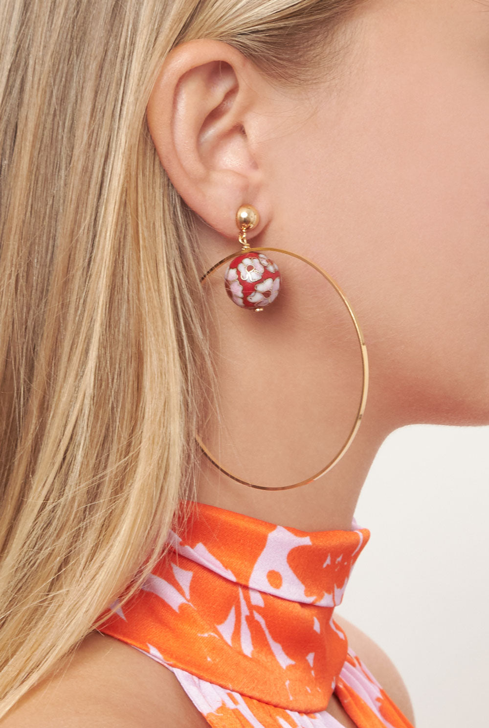 Emilia mosaico asymmetrical red Earrings La Morenita