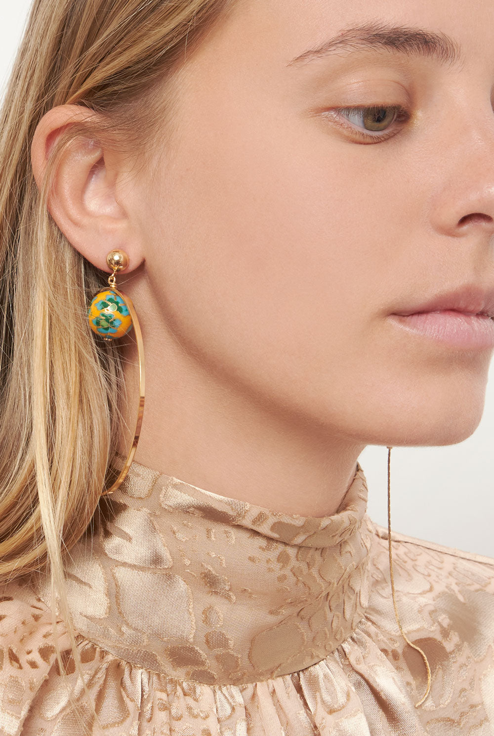 Emilia mosaico asymmetrical yellow Earrings La Morenita