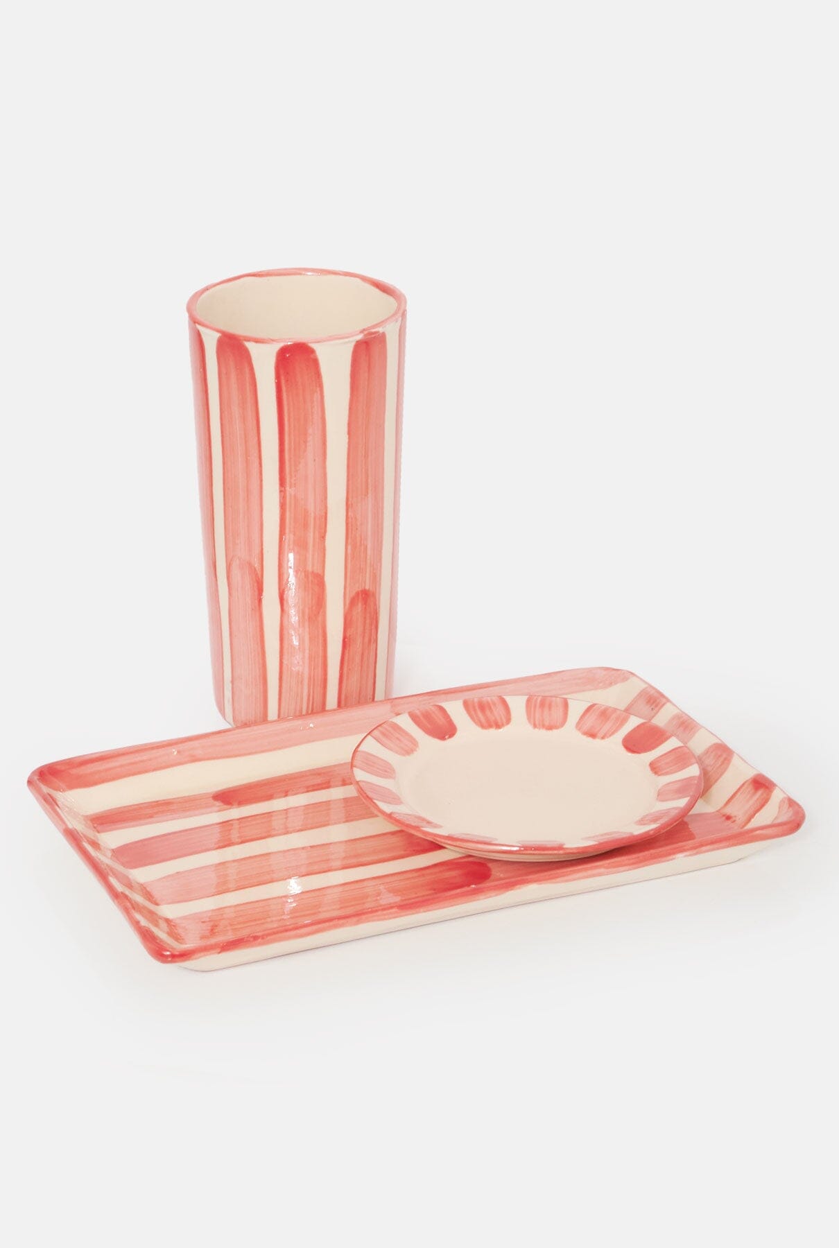 Fuente colección rayas rojas Tableware Cantabrico Living