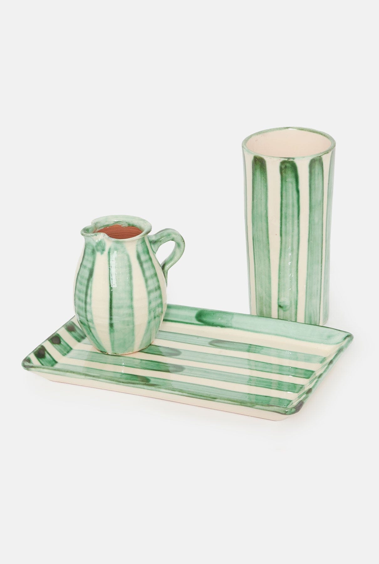 Fuente colección rayas verde Tableware Cantabrico Living