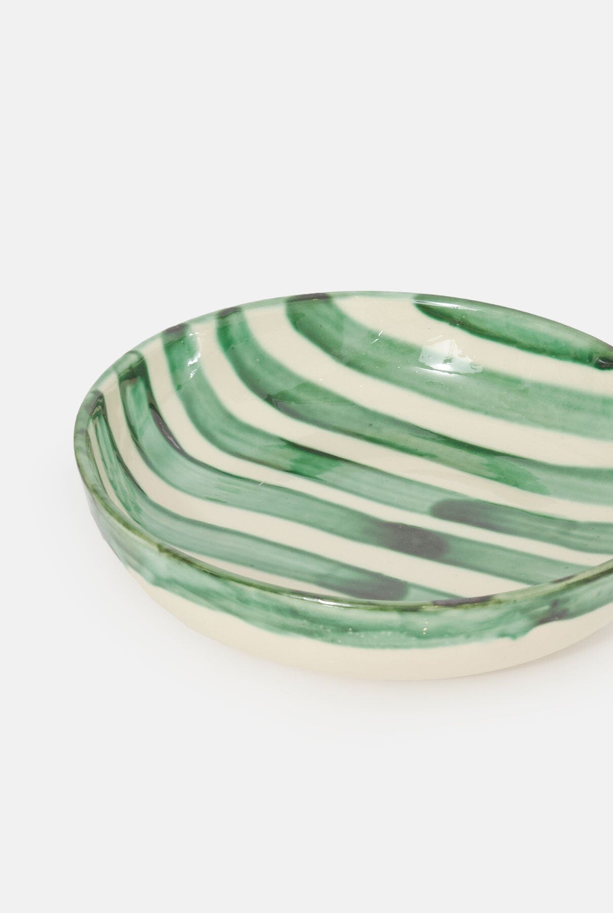 Fuente redonda colección rayas verde Tableware Cantabrico Living