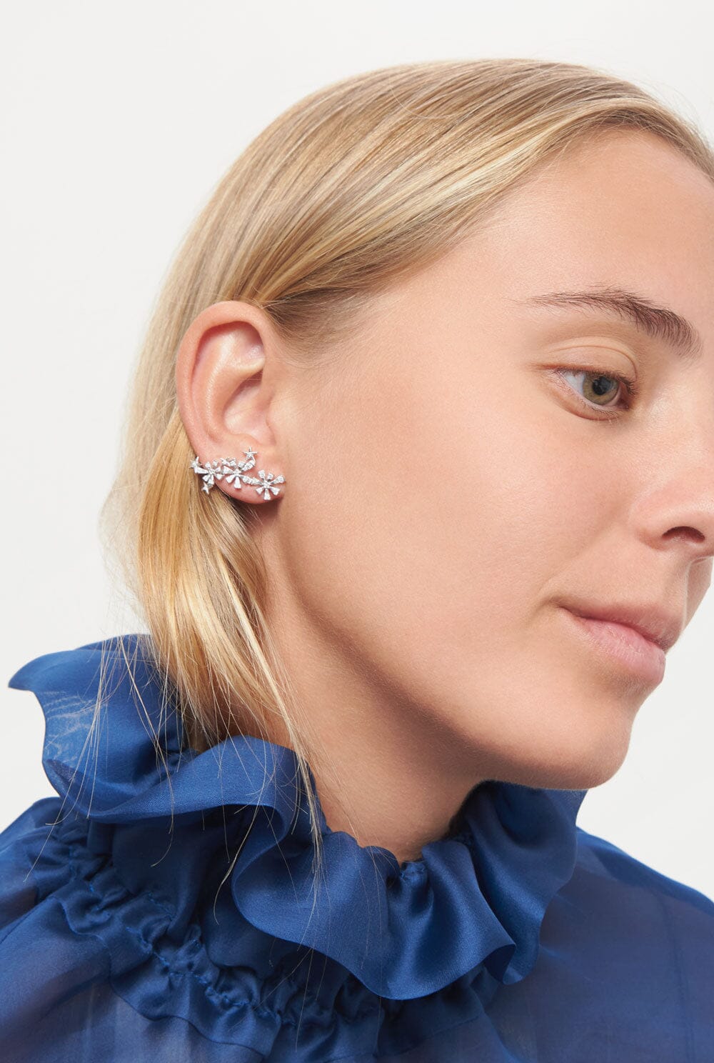 Luzia 3 Stars Earring White Gold Earrings Gold & Roses