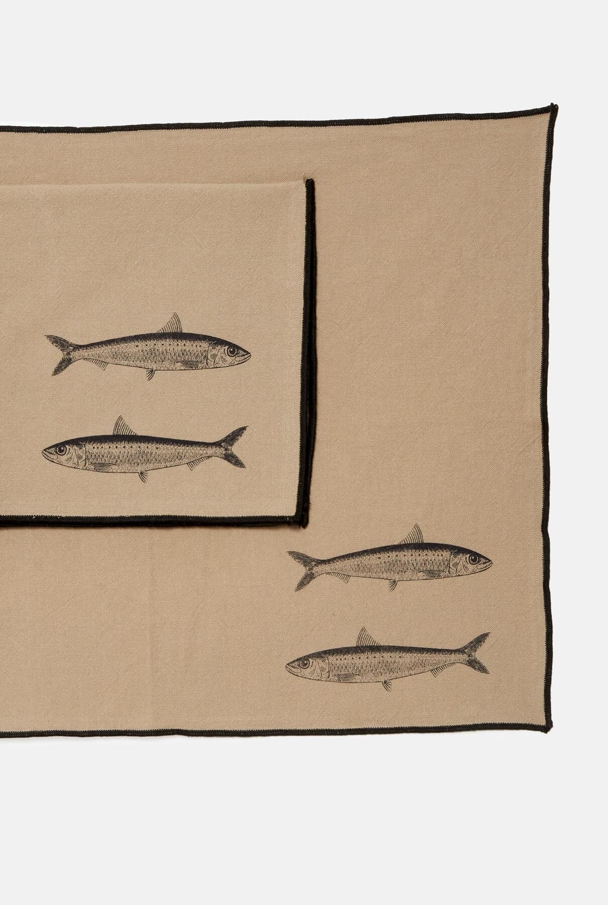 Par de individuales y servilletas splash sardinas Tableware Cantabrico Living