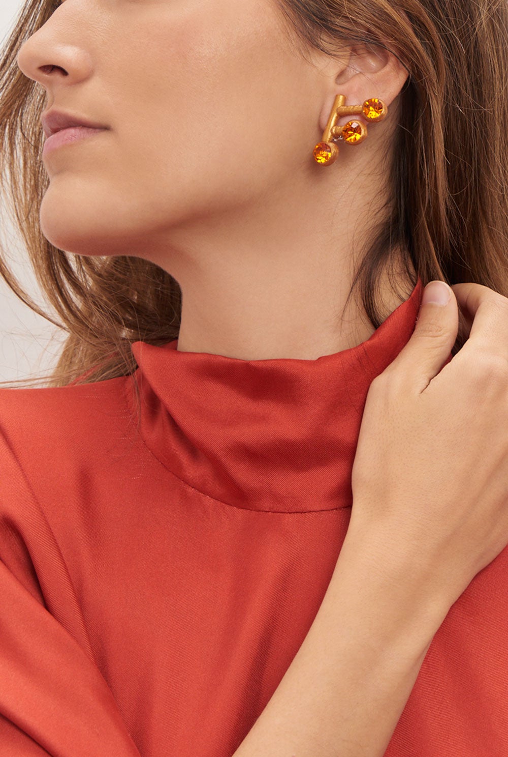 Pendiente Laura naranja Earrings Joaquin Blanco