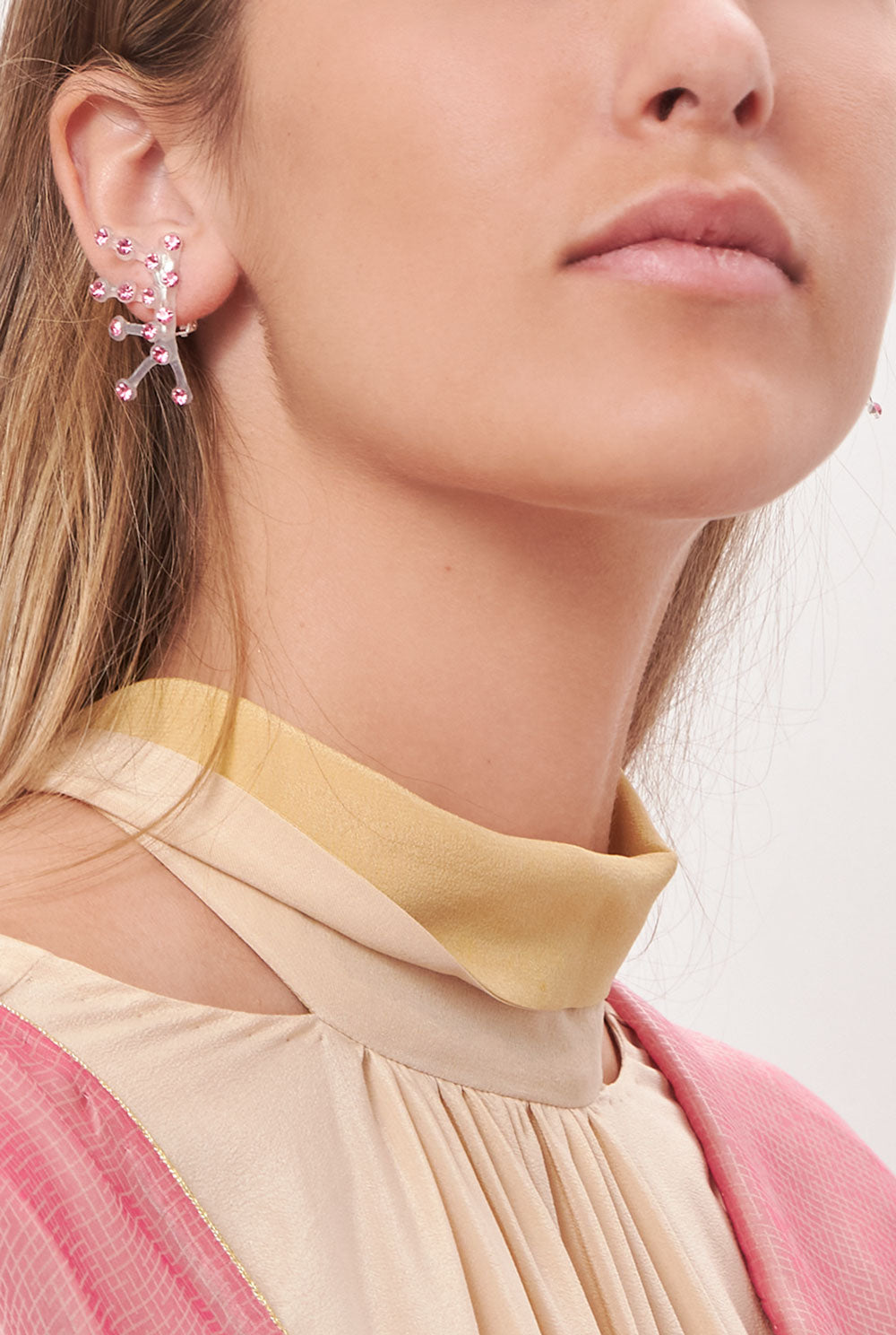 Pendientes Sofia strass rosa Earrings Joaquin Blanco