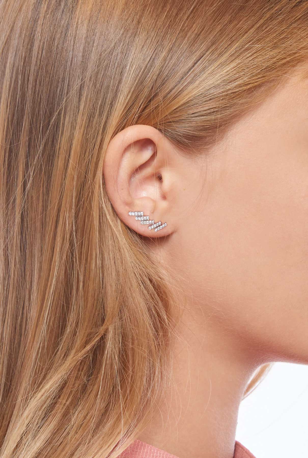 Single Earrings Crawler skyline Silver Earrings Gold & Roses