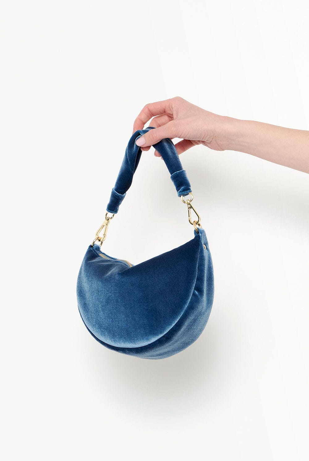 The Baby Gondola bag velvet Sky Blue Hand bags The Bag Lab