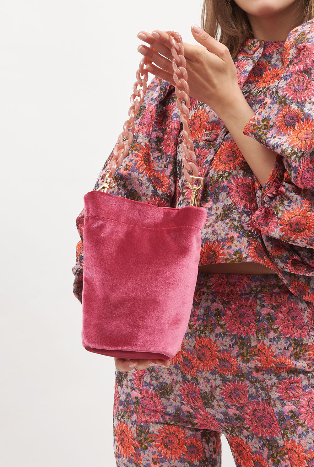 The Mini Cube Bag velvet pink bag The Bag Lab