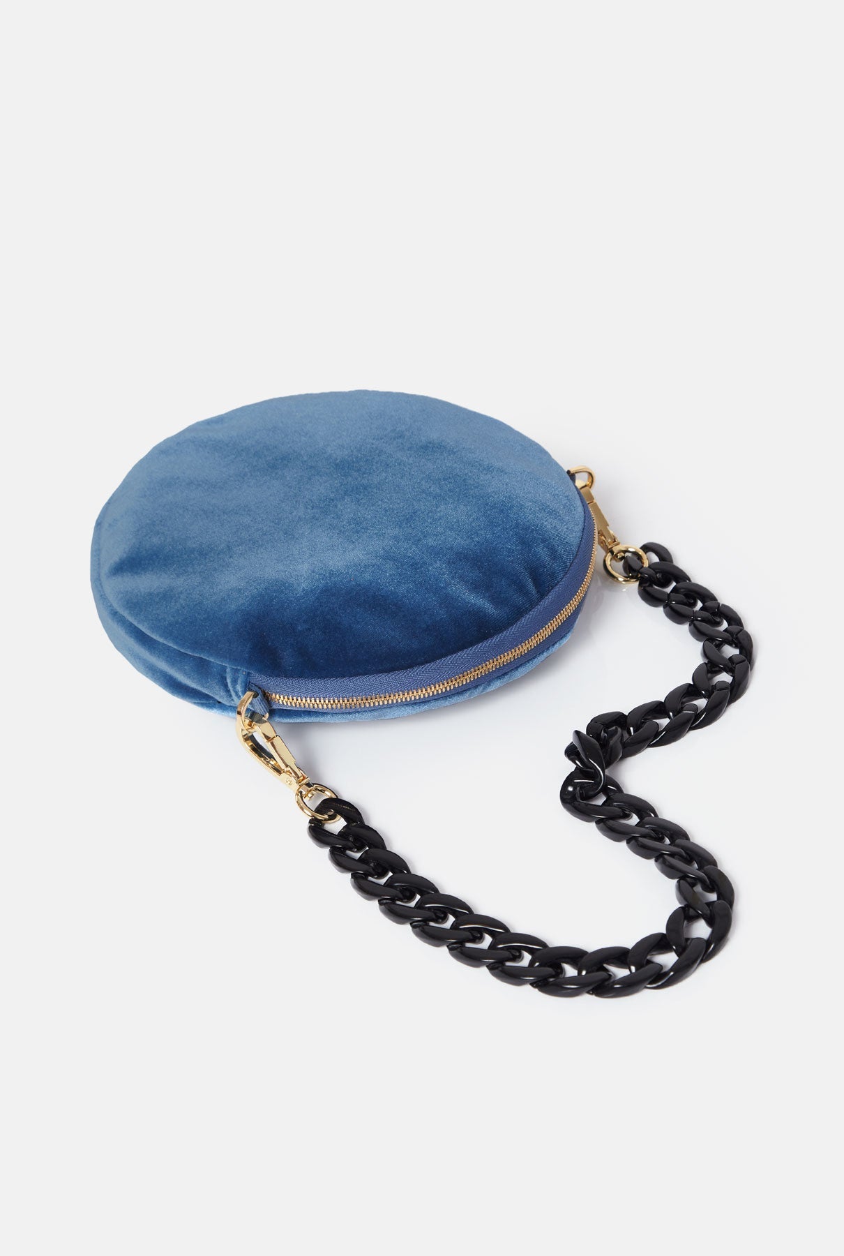 The mini round bag new velvet blue ciel Mini bags The Bag Lab