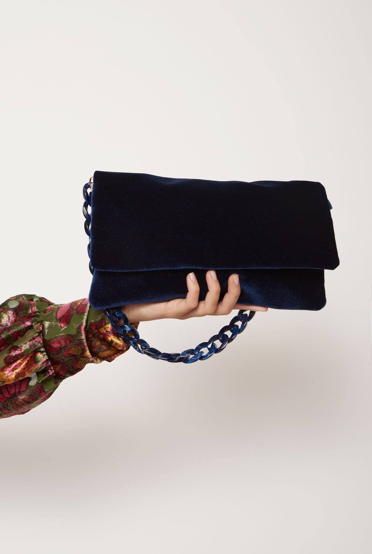 The Sara Bag Velvet blue bag The Bag Lab