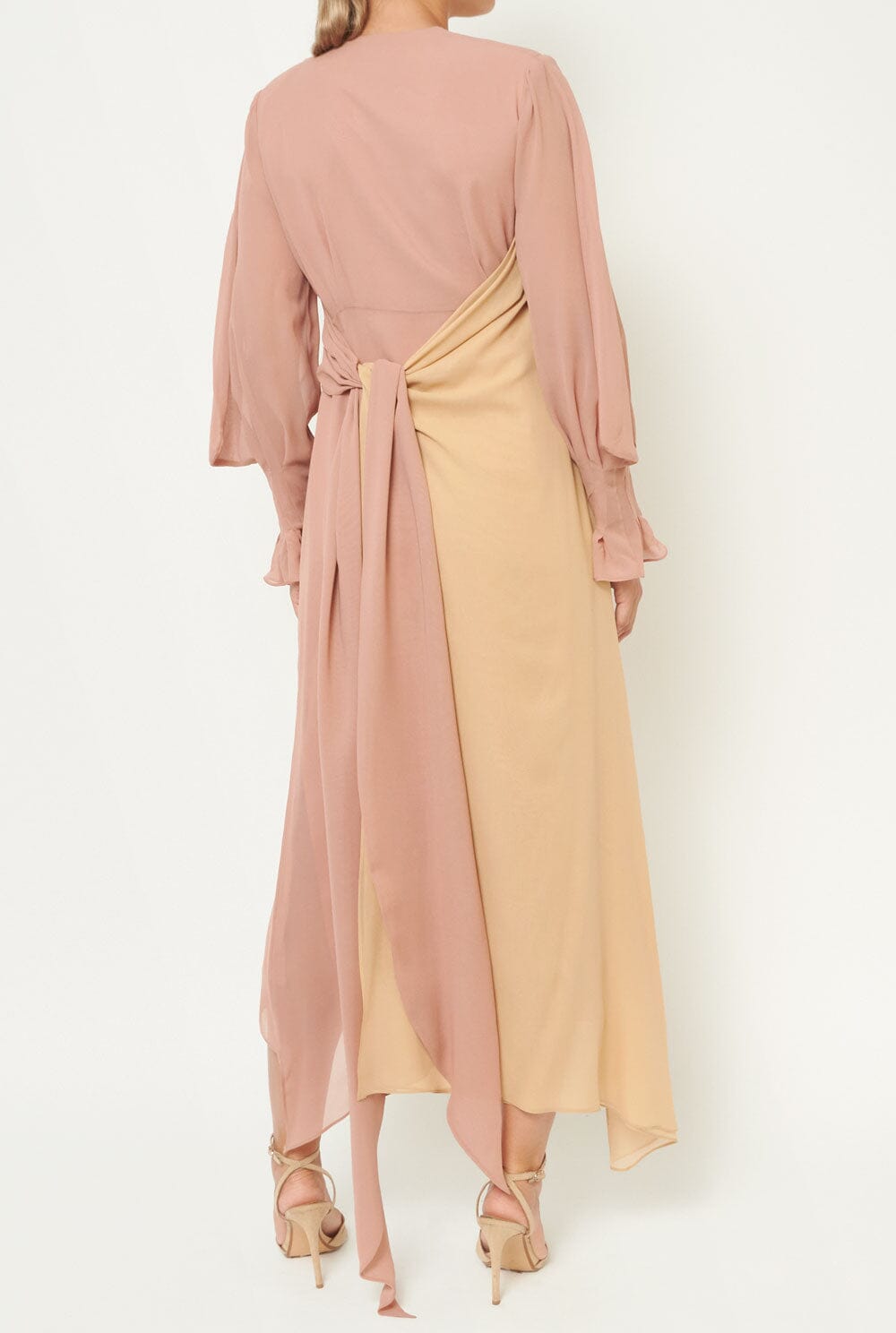 Vestido midi cruzado bicolor Dresses Miguel Marinero