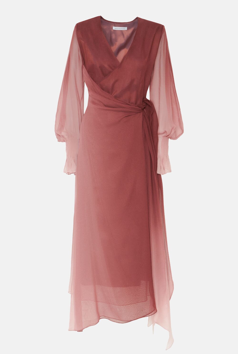 Vestido midi cruzado borgoña Dresses Miguel Marinero