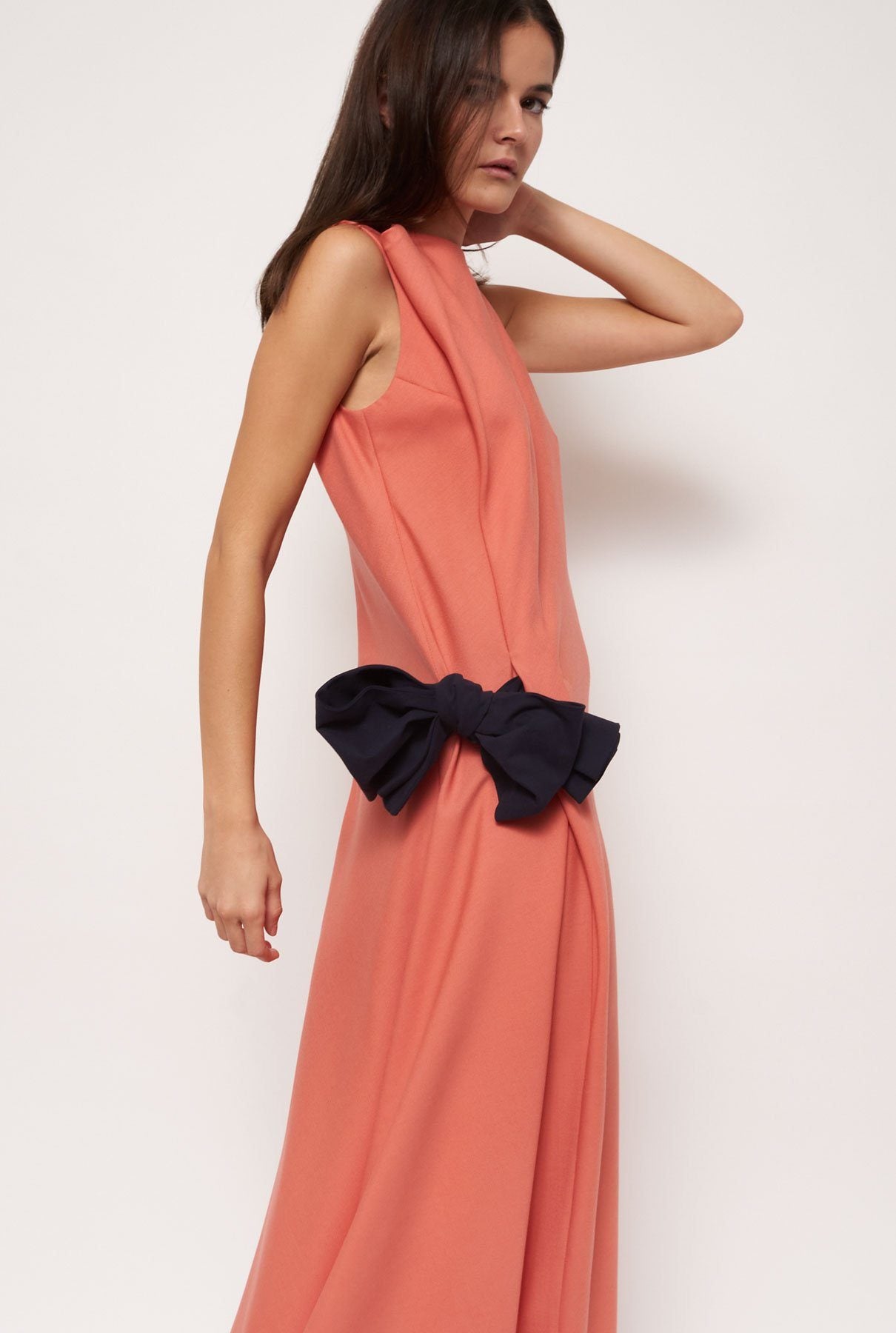 Vestido semientallado lazo salmon- Pre Order dress Devota & Lomba