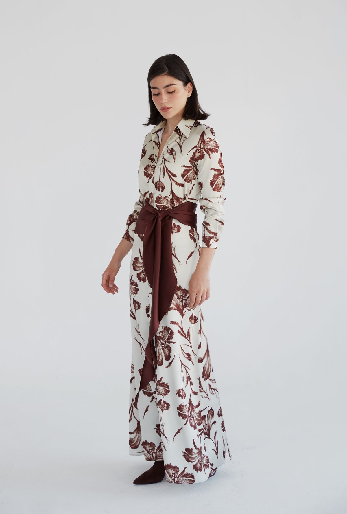 Vestido Lida Flores beis