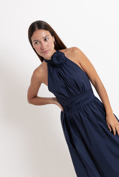 60'S POPPELIN DRESS NAVY BLUE Dresses The Villã Concept 