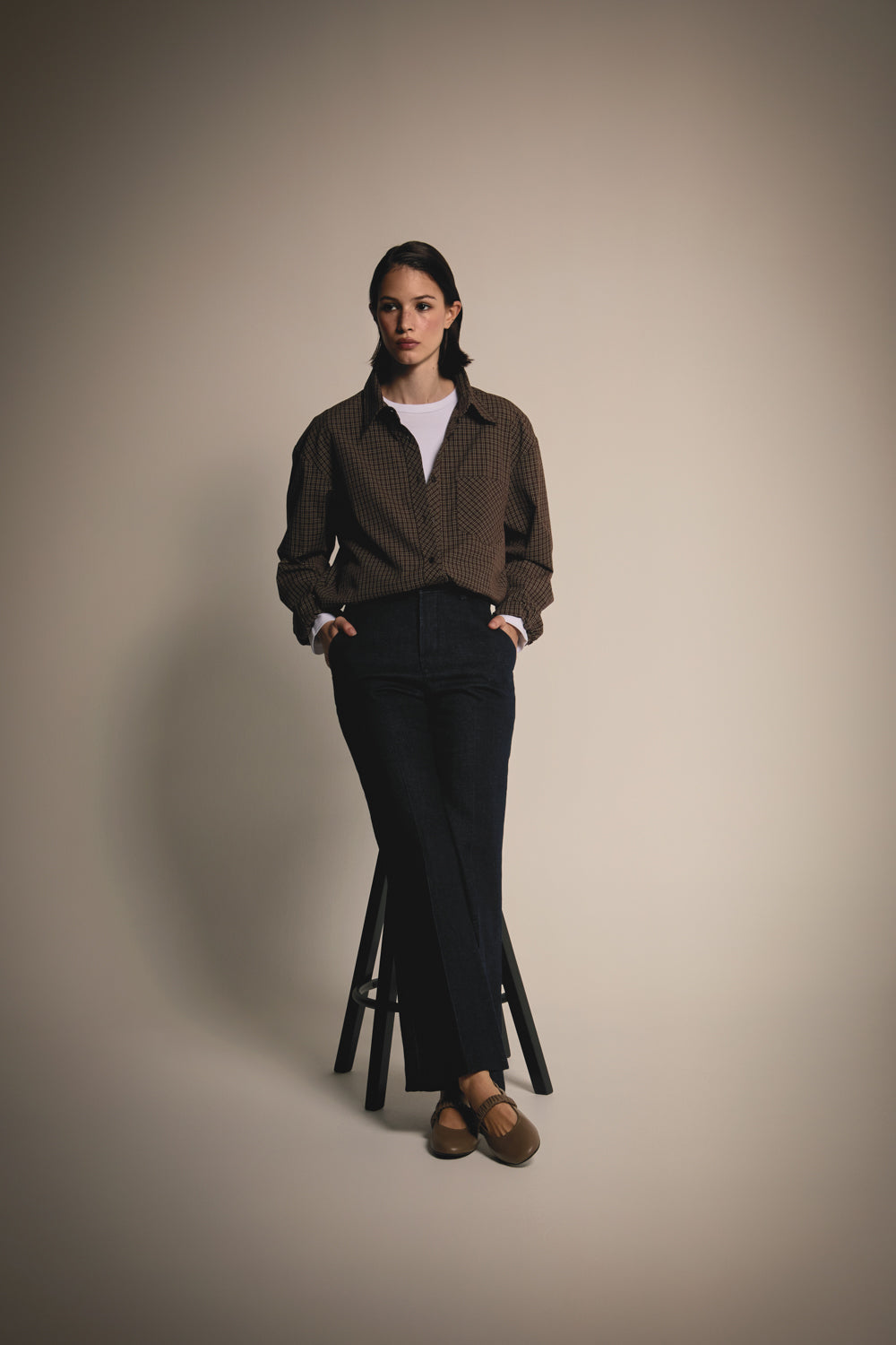 Charlie Ballet Flats in Taupe Leather