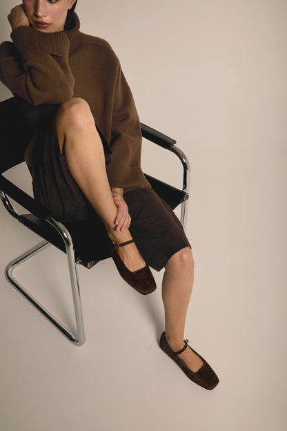Julieta Mary Janes in Dark Leopard Calf Hair