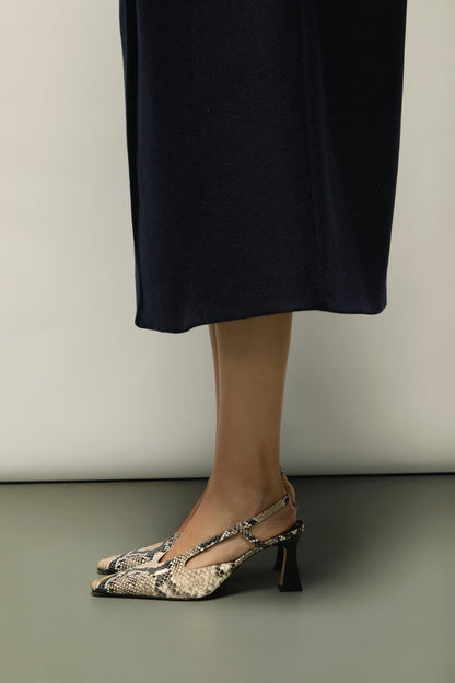 Rose Heels in Snake Print Leather