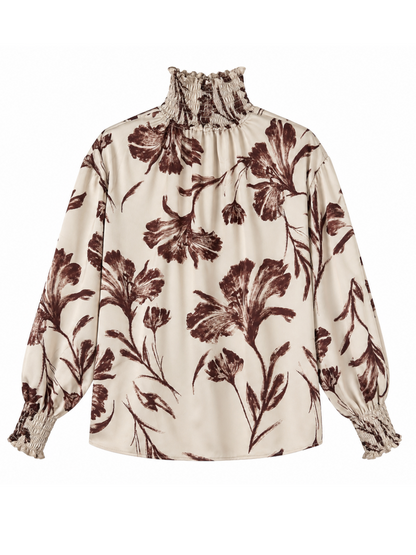 Camisa Soco Flores Beis
