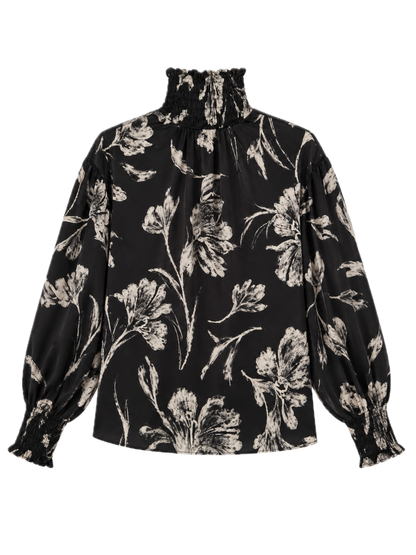 Camisa Soco Flores Negra