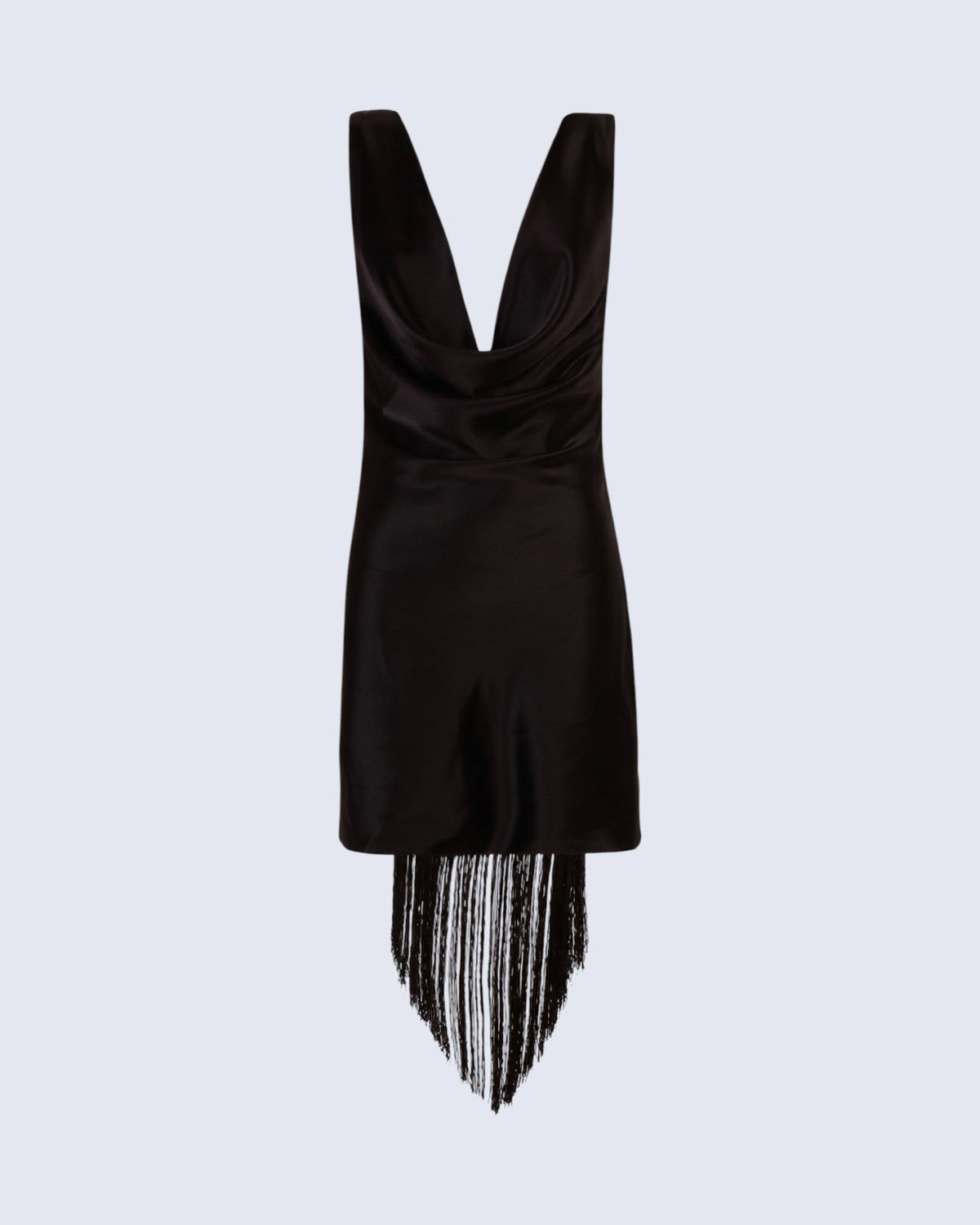PRE ORDER | Fringed Black Satin Mini Dress
