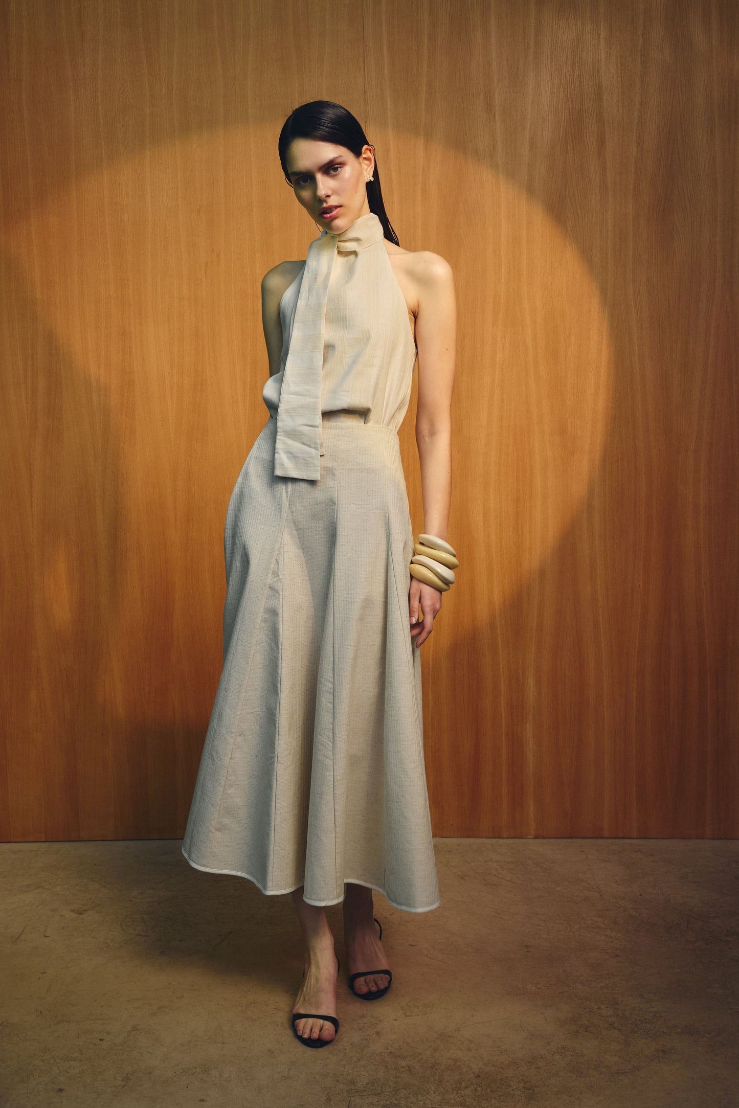 Top Vela Crudo Rayas Beige