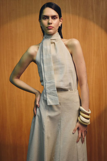 Top Vela Crudo Rayas Beige