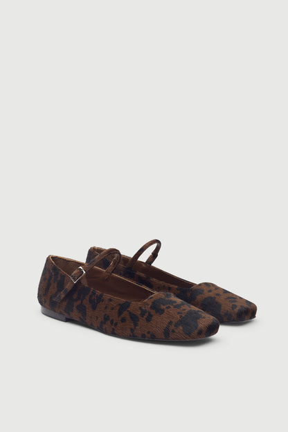 Julieta Mary Janes in Dark Leopard Calf Hair