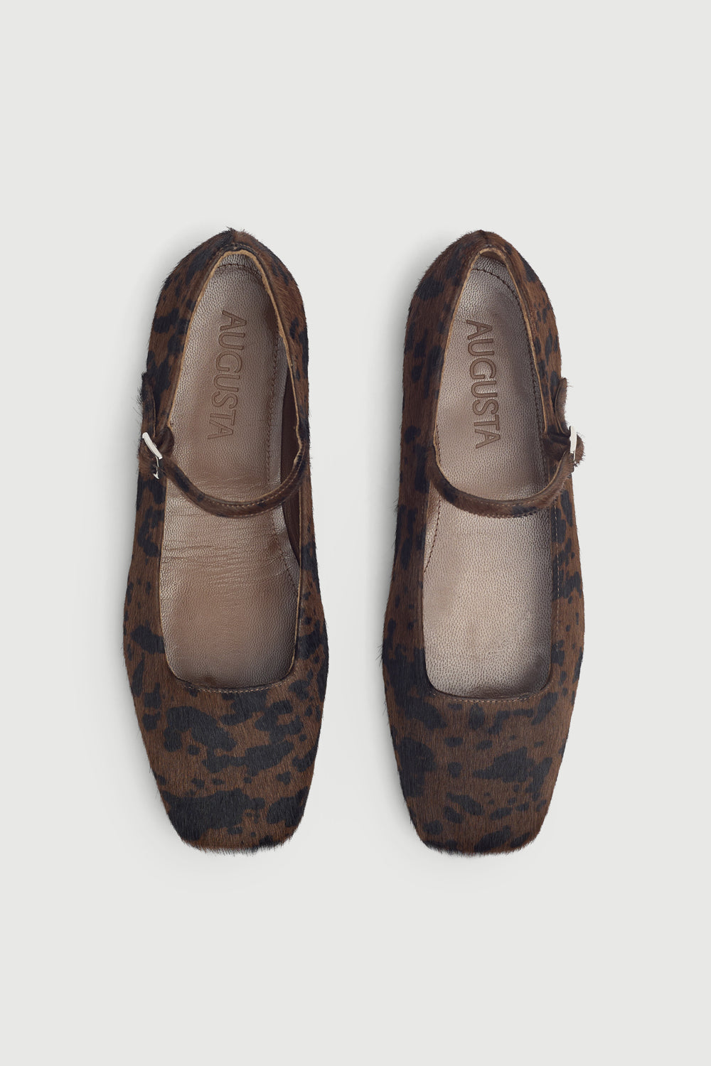 Julieta Mary Janes in Dark Leopard Calf Hair