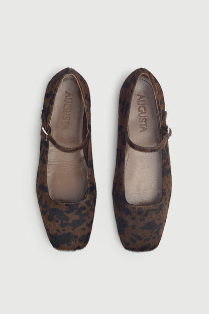 Julieta Mary Janes in Dark Leopard Calf Hair
