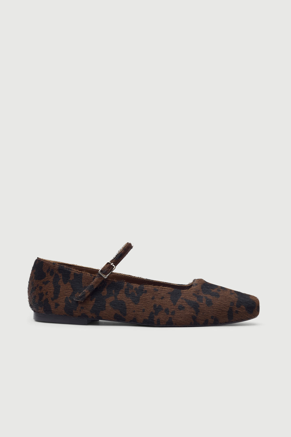 Julieta Mary Janes in Dark Leopard Calf Hair