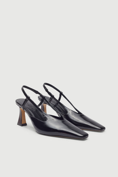Rose Heels in Black Leather