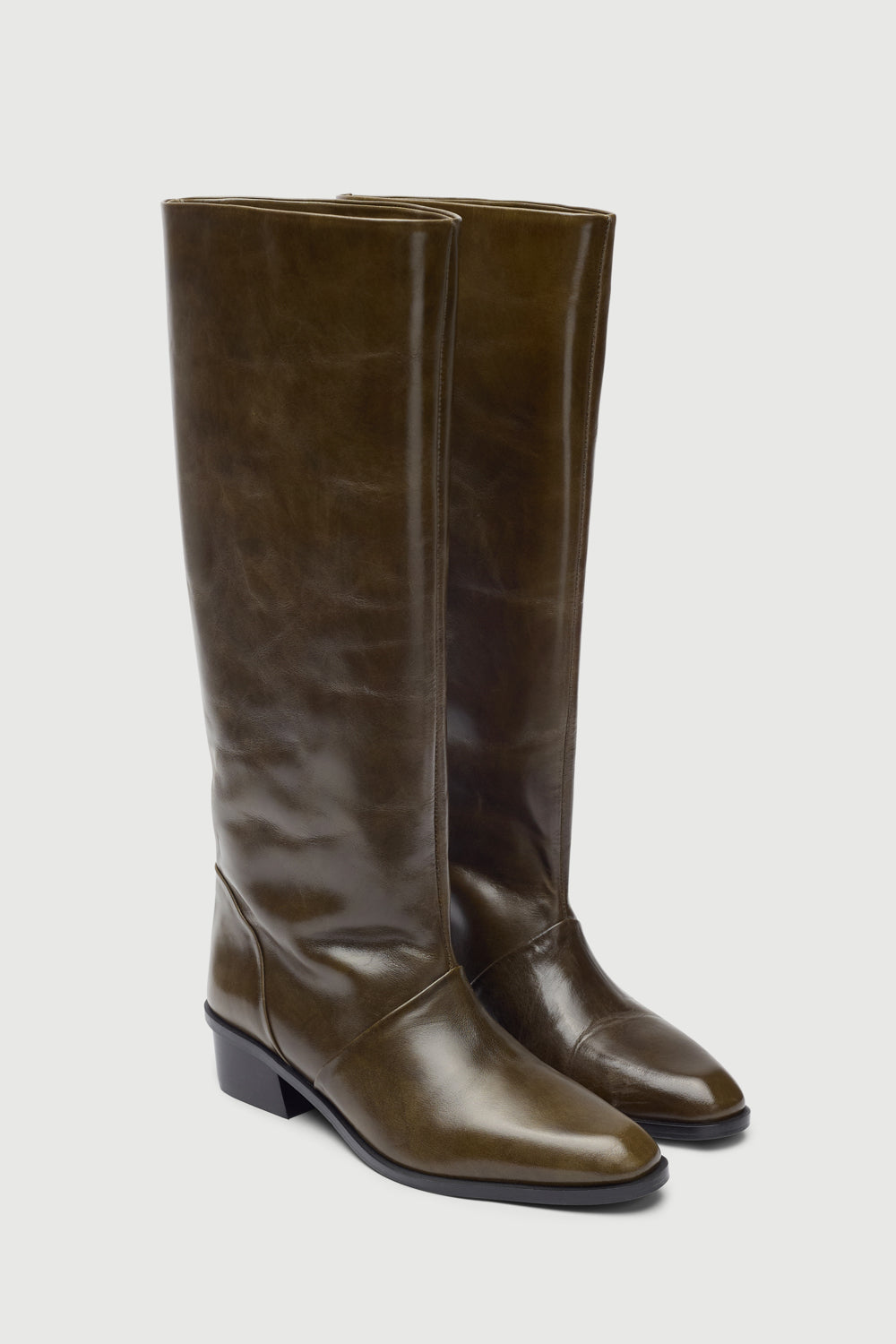 Sarah Boots in Khaki Leather