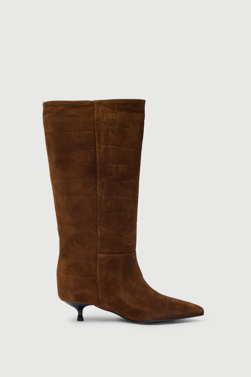 Sydney Boots in Croc-effect Tan Suede