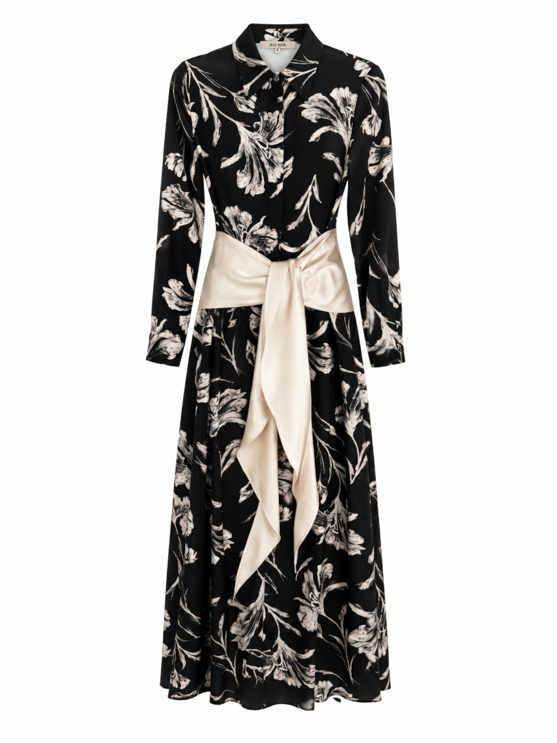 Vestido Lida largo flores negro