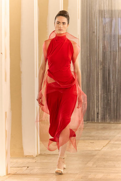 Draped Halter Top in Silk Jersey