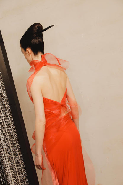 Draped Halter Top in Silk Jersey