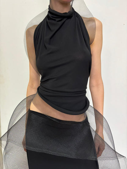Draped Halter Top in Silk Jersey