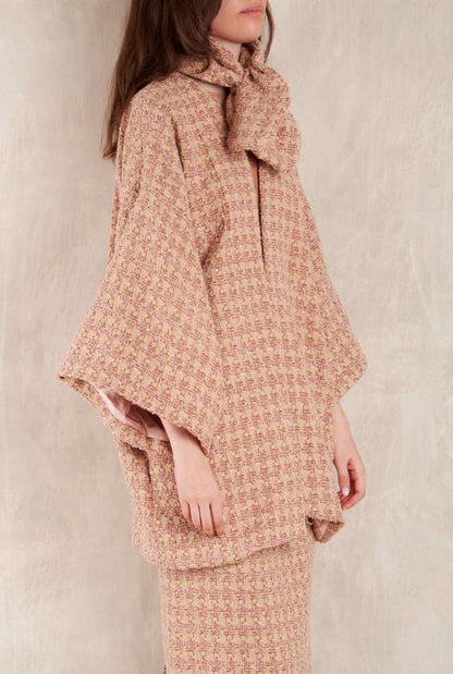 Abrigo Cuadrado Greta Tweed Rosa Coats Duyos 