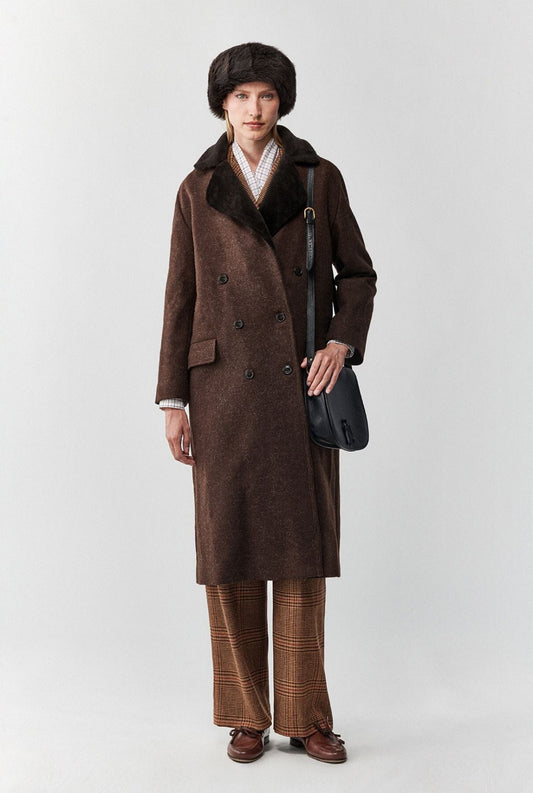 Abrigo de lana marrón Douglas Coats Kolonaki 