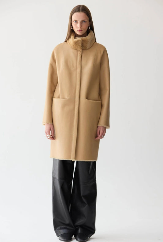 abrigo de pelo con cuello alto piel Coats Miguel Marinero 