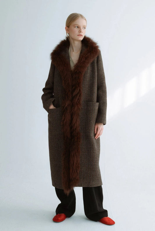 abrigo largo lana textura detalle pelo Coats Miguel Marinero 