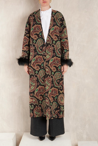 ABRIGO PAISLEY NEGRO Coats Philippa 1970 