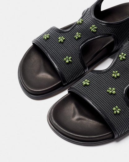 ADDAIA NEGRO MALLA-VERDE Flat sandals Naguisa 